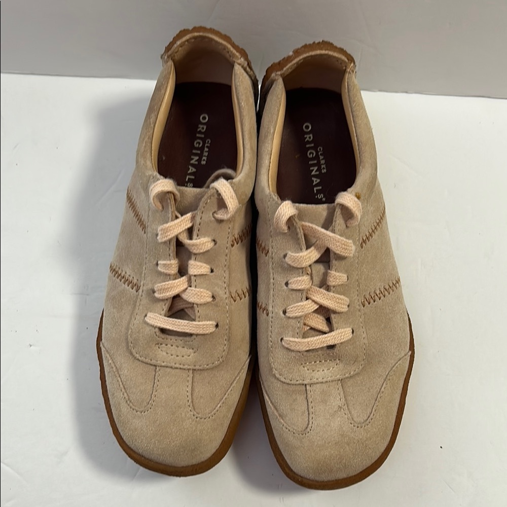 Women’s Clarks Tan Suede Sneakers size 8.5